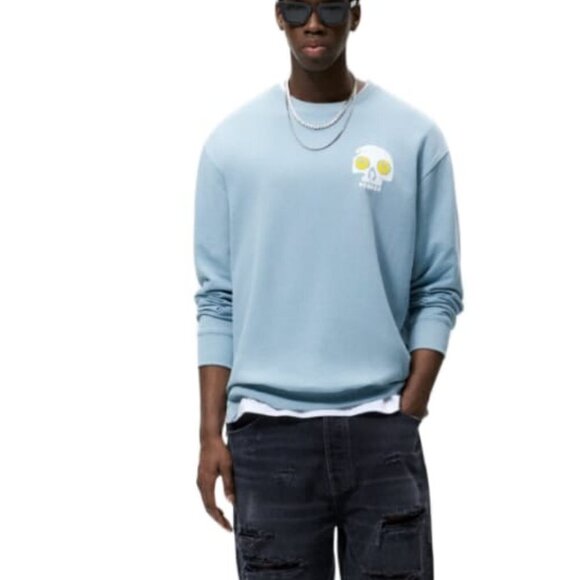 ZARA SKULL PRINT SWEATSHIRT LIGHT BLUE | 0495/417 - Picture 2 of 5